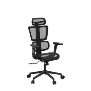 Primy Ergonomic Gaming Chair, Adjustable Lumbar Support, Breathable Mesh Seat, 360 Swivel, Black