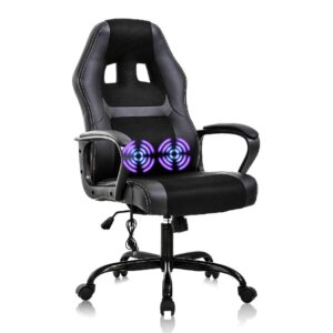 office chair gaming chair ergonomic desk chair massage racing chair with lumbar support & armrest rolling pu leather high back computer chair pc swivel executive chair,for men women, black