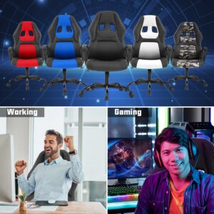 Gaming Chair PC Office Chair Ergonomic Gamer Chair PU Leather Executive Computer Chair with Lumbar Support High Back Adjustable Rolling Swivel Desk Chair for Adult Teen, Black