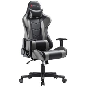 devoko ergonomic gaming chair racing style adjustable height high back pc computer chair with headrest and lumbar support executive office chair (grey)