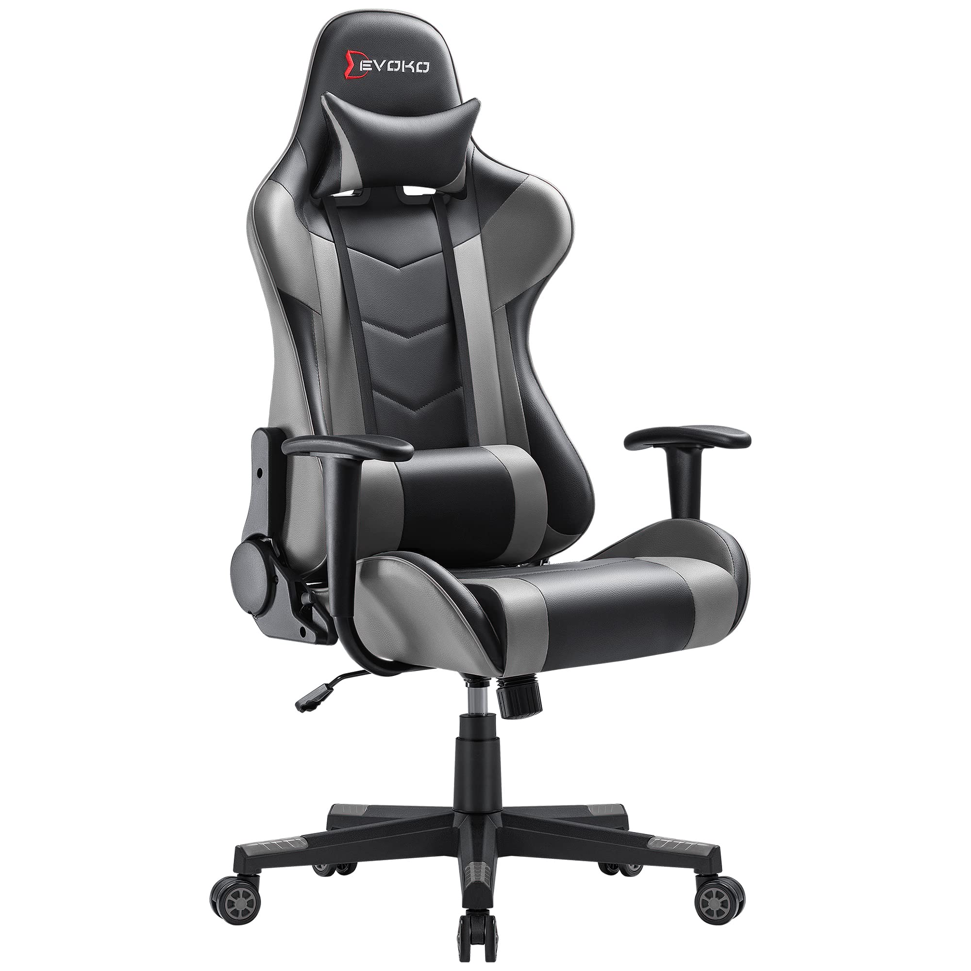 Devoko Ergonomic Gaming Chair Racing Style Adjustable Height High Back PC Computer Chair with Headrest and Lumbar Support Executive Office Chair (Grey)