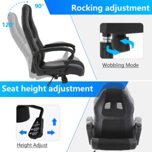 PayLessHere Gaming Chair Office Chair Support Adjustable Ergonomic Pu Leather Racing Lumbar Massage Chair Headrest Armrest Task 360° Swivel Ergonomic Computer Chair for Women Men Adults, Black