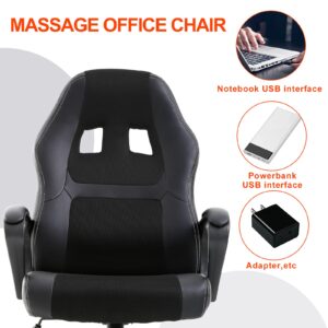 PC Gaming Chair, Ergonomic Office Chair, Gaming Chair on Wheels,Task Rolling Swivel Computer Chair with Lumbar Support Headrest,PU Leather Executive High Back Computer Chair for Adults, Black