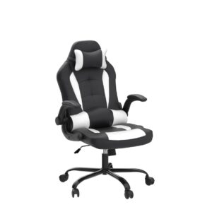 Dkeli, Gaming Chair Office Chair Desk Chair Ergonomic High Back Computer Chair with Lumbar Support Flip-up Arms Headrest PU Leather Swivel Task Chair