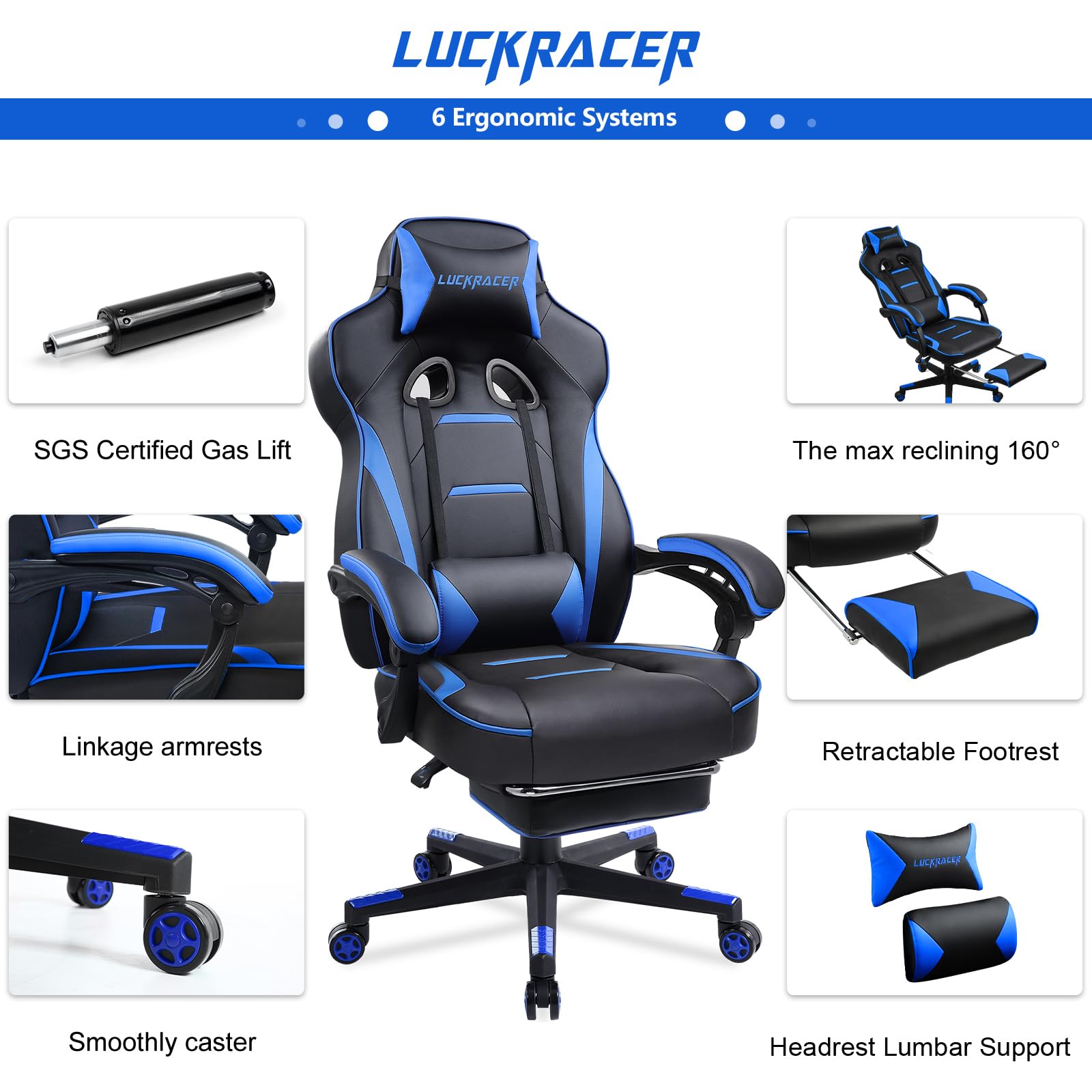 LUCKRACER F59 Gaming Chair (Blue)