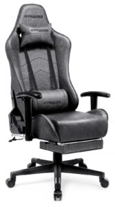 gtracing gaming chair with footrest big and tall office executive chair heavy duty adjustable recliner with headrest lumbar support cushion desk chair (dark gray)