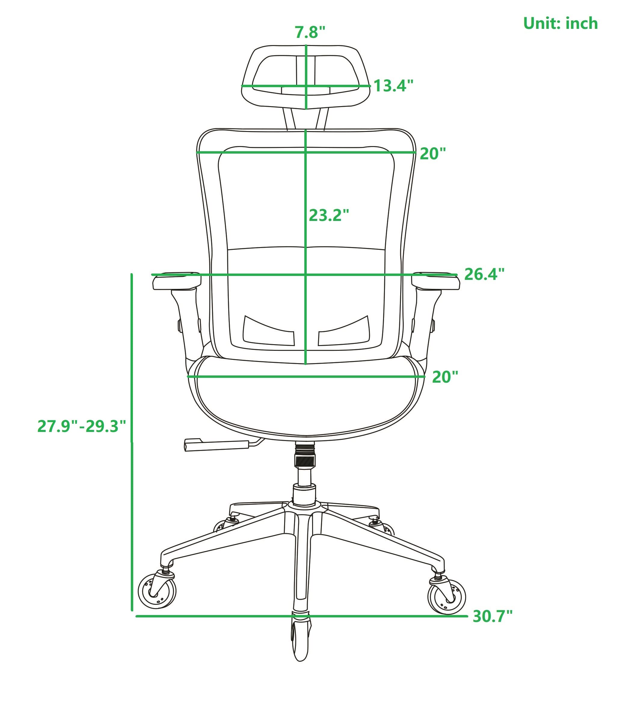 Ergonomic Mesh Office Chair - Gaming Chair,Adjustable Rolling Home Desk Chair with 4D Flip Armrests and Headrest, Adjustable Lumbar Support and Blade Wheels Backrest and Headrest (Black)