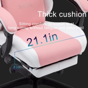 OHAHO Gaming Chair, Office Chair High Back Computer Chair Leather Desk Chair Racing Executive Ergonomic Adjustable Swivel Task Chair with Headrest and Lumbar Support (Pink)