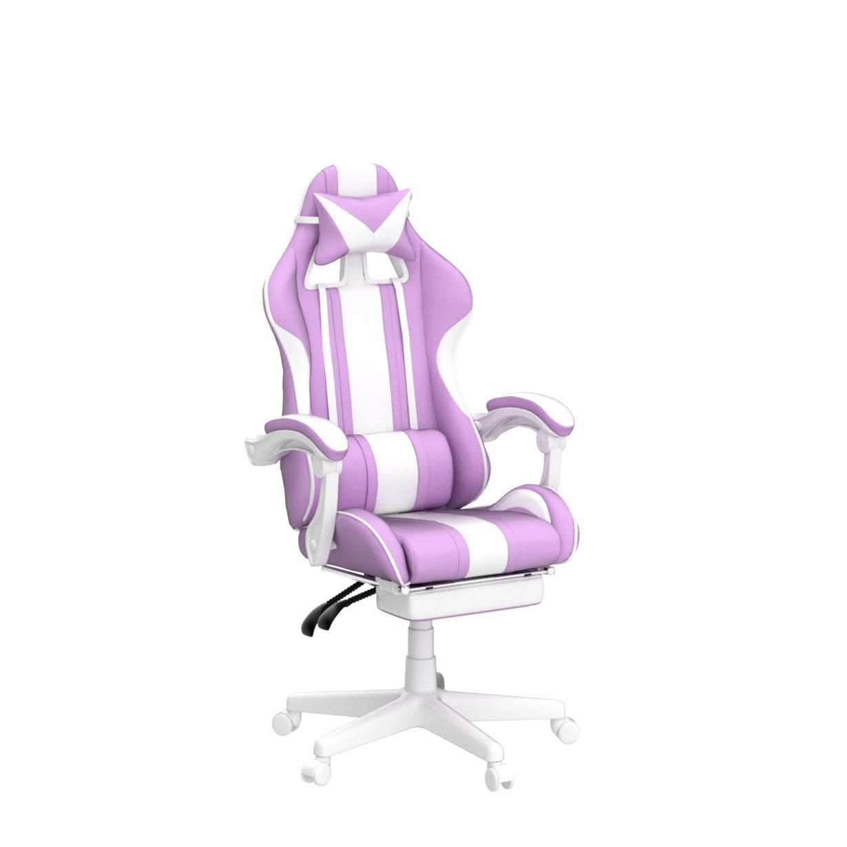 Ferghana Kawaii Light Purple Gaming Chair with Bunny Ears, Ergonomic Cute Gamer Chair with Footrest and Massage, Racing Reclining Leather Computer Game Chair 250lbs for Girls Adults Teens Kids