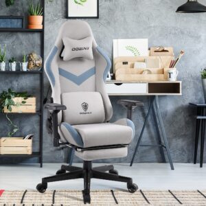 Dowinx Gaming/ Office Chair Breathable Fabric with Pocket Spring Cushion and 4D Armrests, High Back Ergonomic Computer Chair with Massage Lumbar Support Task Chair with Footrest Grey