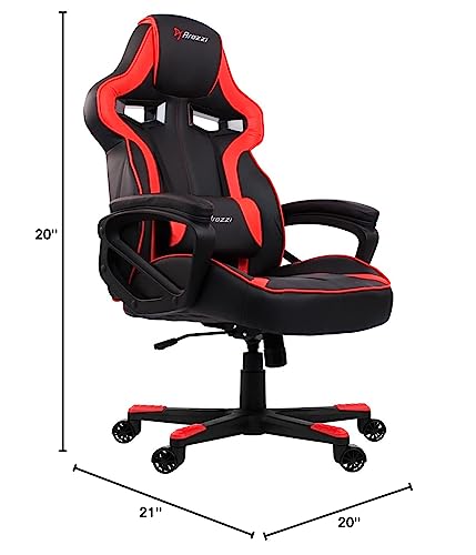 Arozzi - Milano Ergonomic Computer Gaming/Office Chair with Swivel, Tilt, Rocker, Adjustable Height and Adjustable Lumbar Support - Red