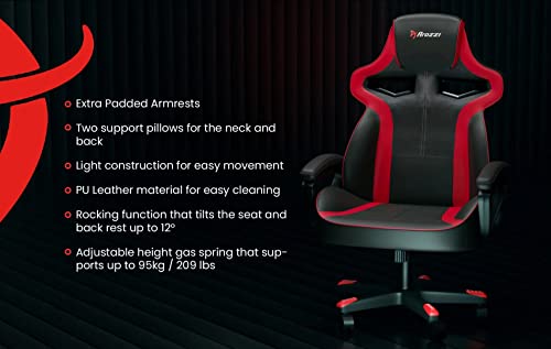 Arozzi - Milano Ergonomic Computer Gaming/Office Chair with Swivel, Tilt, Rocker, Adjustable Height and Adjustable Lumbar Support - Red