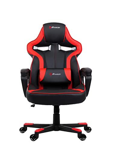 Arozzi - Milano Ergonomic Computer Gaming/Office Chair with Swivel, Tilt, Rocker, Adjustable Height and Adjustable Lumbar Support - Red