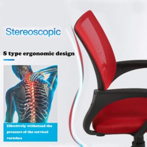 Desk Chair Home Office Chair, Mesh Computer Chairs with Lumbar Support& Armrests, Adjustable Ergonomic Mid-Back Computer Desk Chair, Executive Rolling Swivel Task Chair for Adults,Red