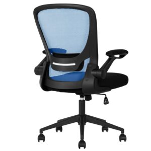 Home Office Chair Ergonomic Desk Chair Mesh Computer Chair with Lumbar Support Flip-up Arms Swivel Rolling Executive Task Chair Adjustable Chair for Adults(Blue)