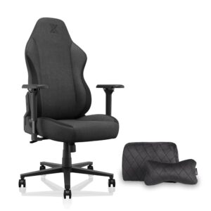 gaming chair breathable fabric office chair 4d armrests, high back ergonomic computer chair with premium breathable cloth cushion and headrest lumbar support grey