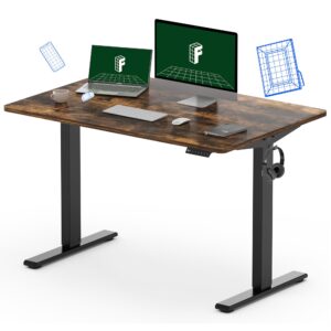 FLEXISPOT EN1 Height Adjustable Standing Desk 48 x 30 Inches Whole-Piece Desktop Ergonomic Memory Controller Electric Stand Up Desk (Black Frame + 48" Rustic Brown Desktop, 2 Packages)