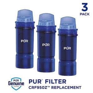 PUR PLUS Water Pitcher & Dispenser Replacement Filter 3-Pack, Genuine PUR Filter, 3-in-1 Powerful Filtration for More Chemical & Physical Substance Reduction, 6-Month Value, Blue (CRF950Z3)