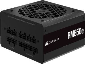 corsair rm850e (2023) fully modular low-noise power supply - atx 3.0 & pcie 5.0 compliant - 105°c-rated capacitors - 80 plus gold efficiency - modern standby support - black