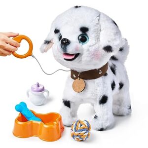 OR OR TU Walking Barking Toy Dog with Remote Control Leash, Plush Puppy Electronic Interactive Toys for Kids, Shake Tail,Pretend Dress Up Realistic Stuffed Animal Dog Age 3 4 5+ Years Old Best Gift