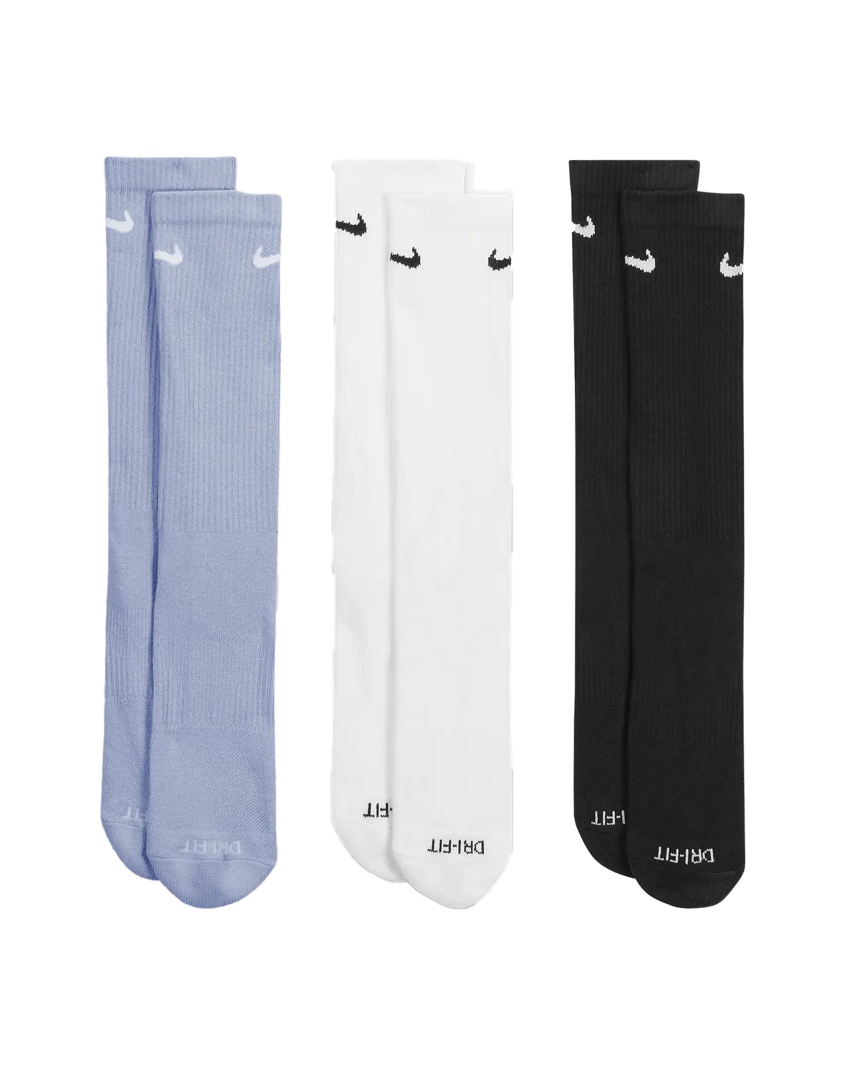 Nike Men`s Everyday Plus Cotton Cushioned Training Crew Socks 3 Pack (Multi(SX6888-922)/W, Large)