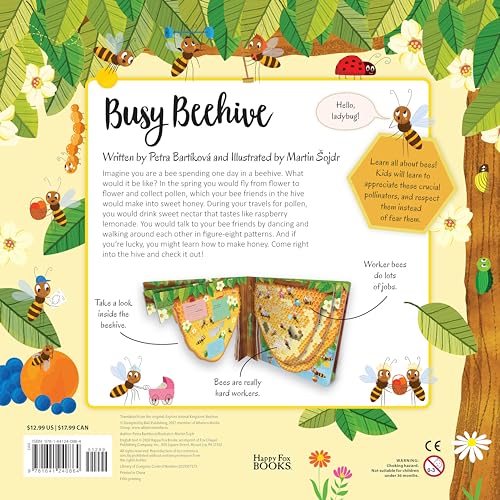 Discovering the Busy World of the Beehive (Happy Fox Books) Board Book Teaches Kids Ages 3-6 about Bees, Exploring a Hive with Each Page, plus Educational Facts and Vocabulary Words (Peek Inside)