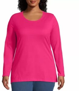 just my size women's plus size long sleeve tee, sizzling pink, 3x