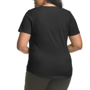 Just My Size Women's Plus-SizeShort Sleeve V-neck T-shirt, Black, 3X