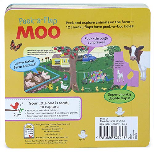 Moo Peek-a-Flap Gift Set: Includes Lift-A-Flap Board Book and Cuddly Plush Toy Friend for Birthdays, Baby Showers, Christmas and Easter Basket Stuffers