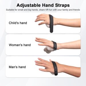 UPOK Controller Grip Straps Compatible With Meta/Oculus Quest 3- Comfortable Soft PU Hand Strap Fit Adult/Kids Use | Ribbed Textured Handle Keep Palm Cool, Must For Quest 3 Accessories