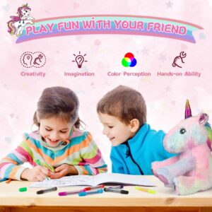 PERRYHOME Unicorn Gifts for Girls 26 Pcs Surprise Box with Unicorn Plush, DIY Coloring Book and Markers, Unicorn Necklace & Jewelry, Unicorn Themed Toy Birthday Gift for 3-12 (Colorful Plush Set)