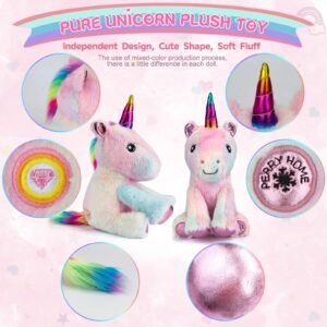 PERRYHOME Unicorn Gifts for Girls 26 Pcs Surprise Box with Unicorn Plush, DIY Coloring Book and Markers, Unicorn Necklace & Jewelry, Unicorn Themed Toy Birthday Gift for 3-12 (Colorful Plush Set)