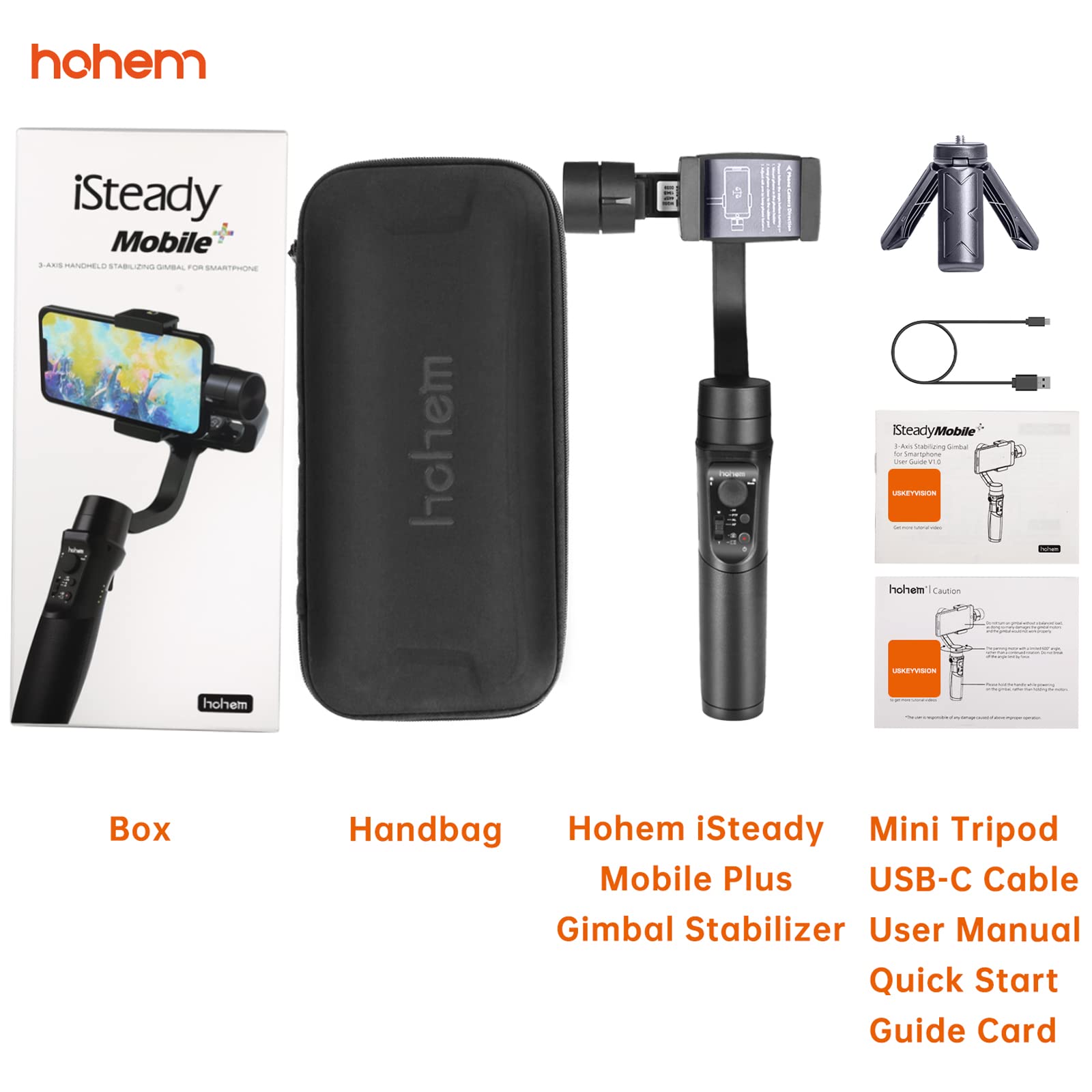 Hohem iSteady Mobile+ 3-Axis Gimbal Stabilizer for iPhone 14/13/12/11/mini/Plus/Pro/Max & Android Smartphones, Supports Inception/Face Tracking/Sports Mode Hohem Joy App (iSteady Mobile Plus)