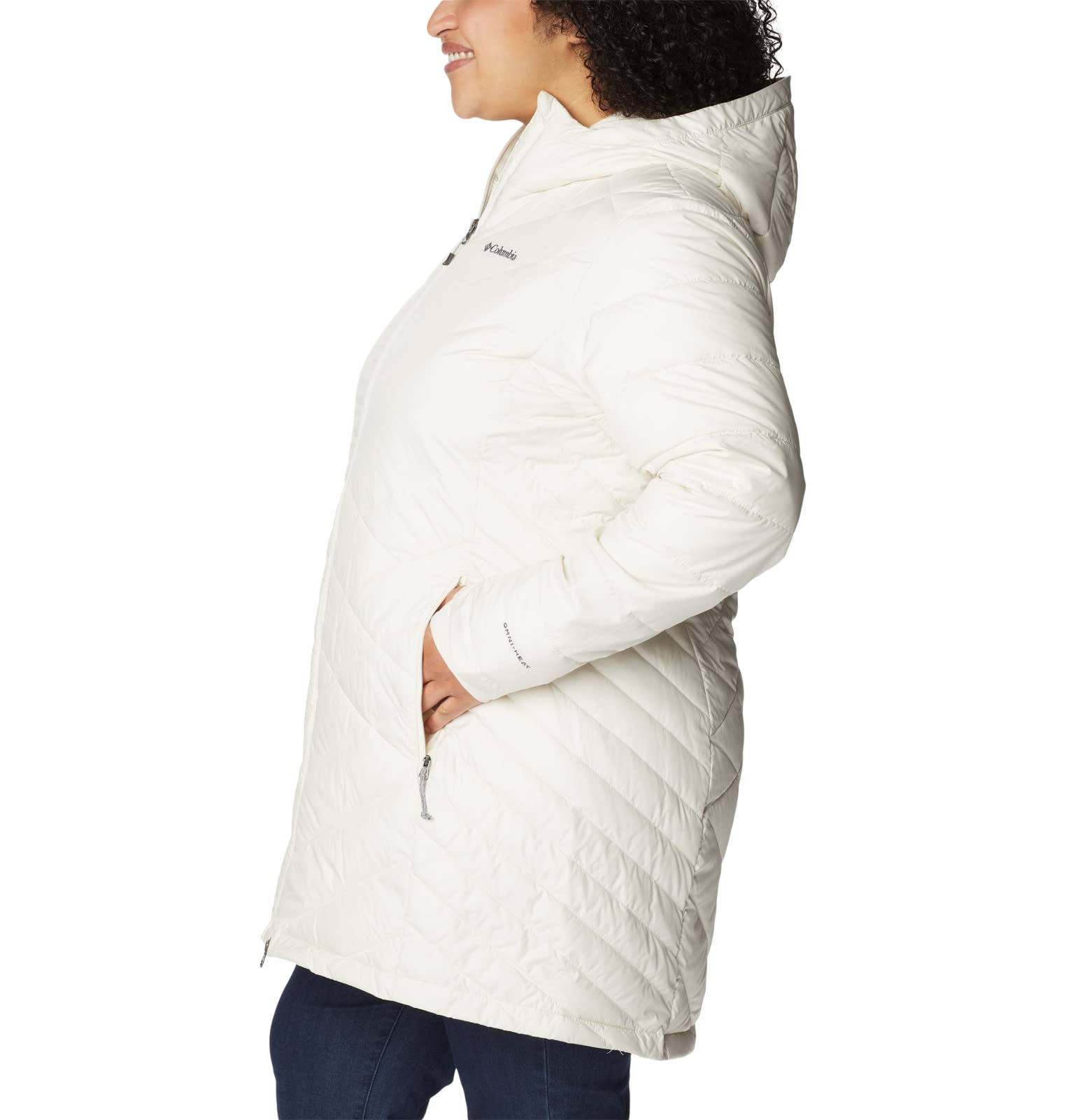 Columbia Women's Heavenly Long Hooded Jacket, Chalk, 3X