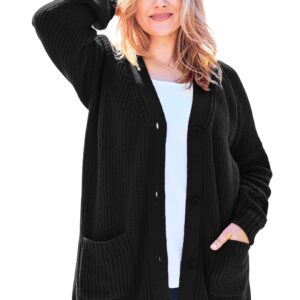 Woman Within Women's Plus Size Button-Front Shaker Cardigan - 3X, Black