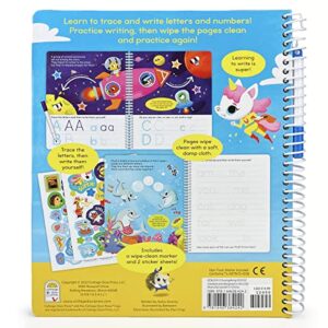 Write & Erase ABC and 123: Wipe Clean Writing & Tracing Workbook Skills for Preschool Kids and Up Ages 3-5: Includes Letter and Number Tracing, Early ... Erase Marker & Bonus Restickable Stickers.