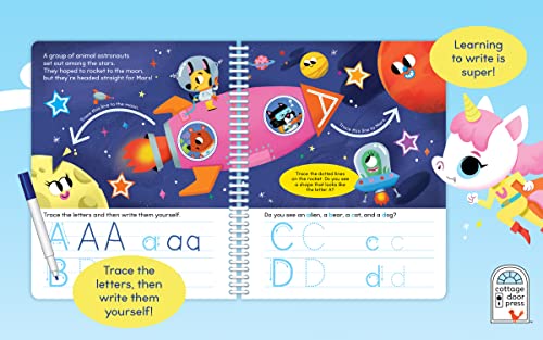 Write & Erase ABC and 123: Wipe Clean Writing & Tracing Workbook Skills for Preschool Kids and Up Ages 3-5: Includes Letter and Number Tracing, Early ... Erase Marker & Bonus Restickable Stickers.