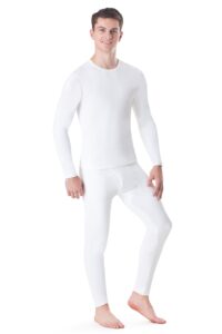 rocky thermal underwear for men (long johns thermals set) shirt & pants, base layer (white - standard weight/x-large)