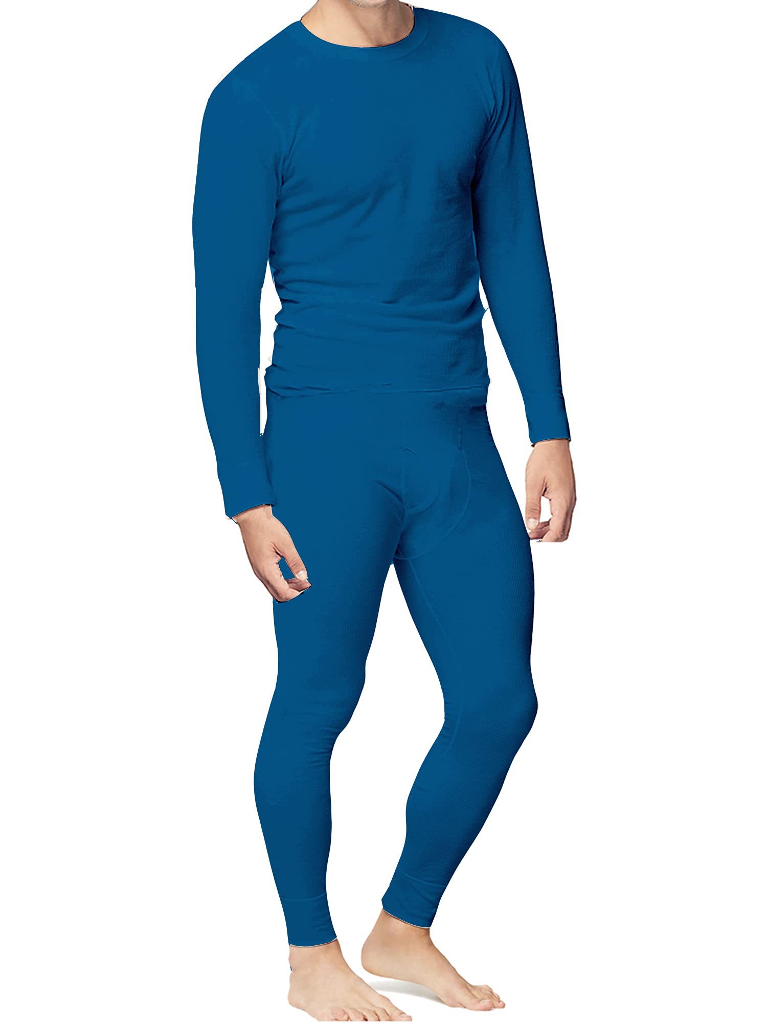 Place and Street Men’s Cotton Thermal Underwear Set Shirt Pants Long Johns (Royal Blue, X-Large)