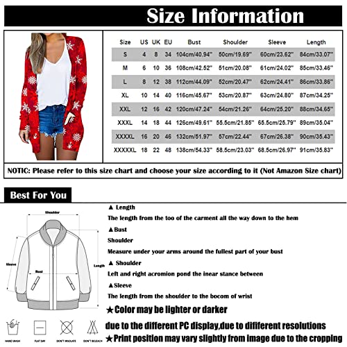 Ugly Christmas Sweaters for Women 2023 Plus Size Casual Fashion Fall Winter Lightweight Cardigan Long Sleeve Open Front Funny Christmas Tops Graphic Holiday Party Shirts Outfits Clothes Black 4XL