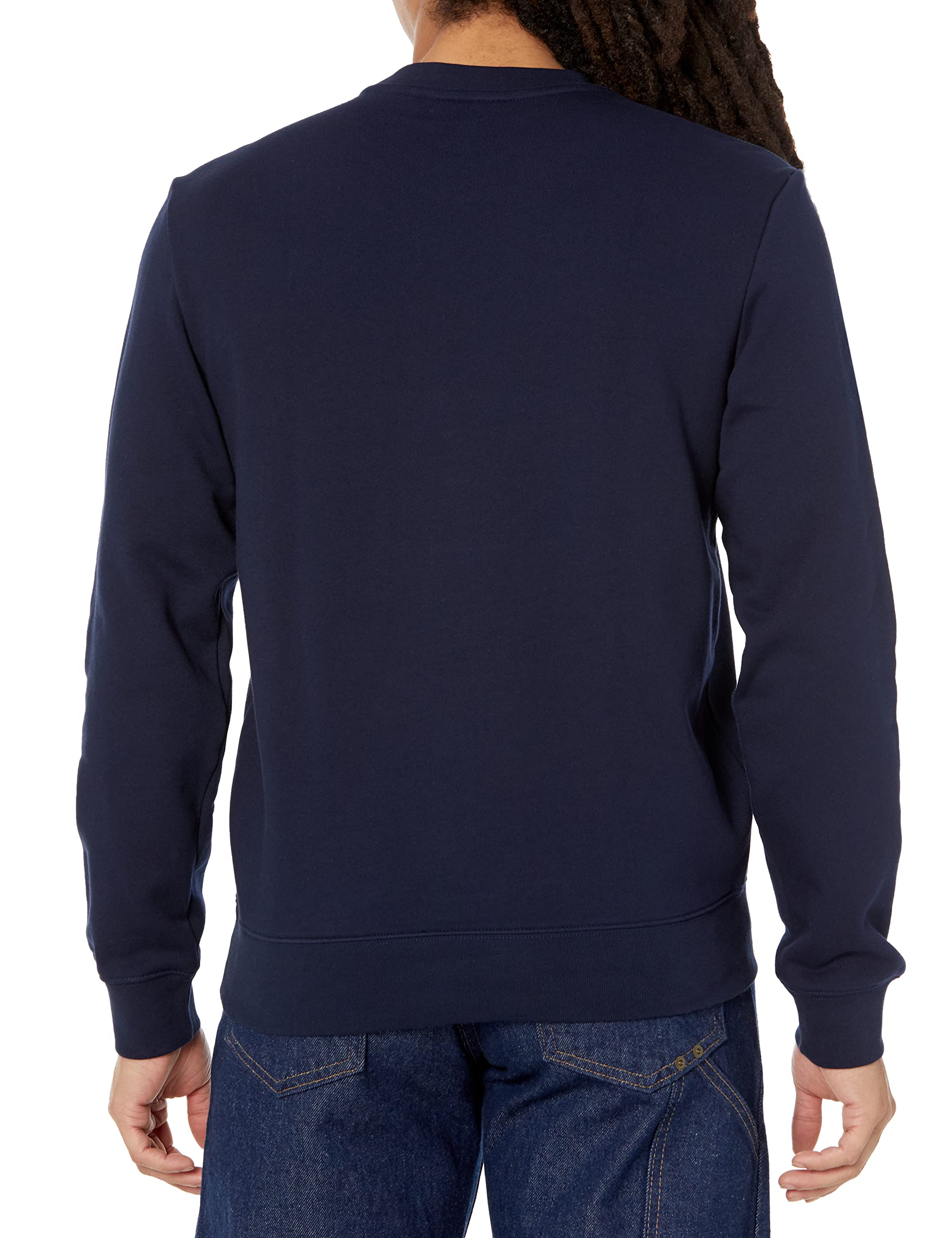 Lacoste Men's Long Sleeve Classic Fit Graphic Crew Neck Sweatshirt, Navy Blue, XX-Large