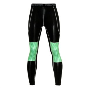 NATURET Compression Pants Running Shirt Mens Athletic Cool Sleeve Baselayer Shaper Top Workout Gym Set Green