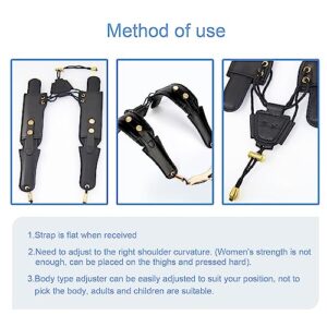 Danchet Kids Leather Saxophone Strap, Saxophone Strap with Adjustable Strap and Gold Plated Metal Trigger for Sax Alto and Soprano Clarinet(black).