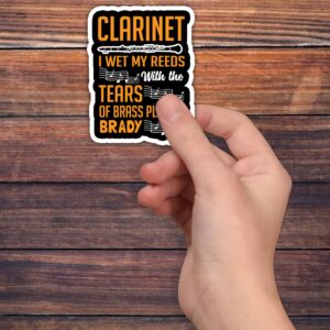 (3Pcs) Personalized Clarinet Stickers - Clarinet I Wet My Reeds with The Tears of Brass Players Stickers Gift Decoration Helmet Bumper Hardhat 3”x4”