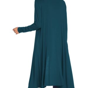 Bluetime Women Plus Size Maxi Cardigan Long Sleeve Open Front Cardigan Lightweight Sweater (XXXXL, Teal Blue)