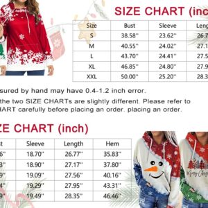 LOTUCY Christmas Women Sweatshirt Casual Hoodie Jumper Graphics Loose Snowflake Print Pocket Pullover Long Sleeve Sweater Xmas Holiday Funny tops (Red, M)