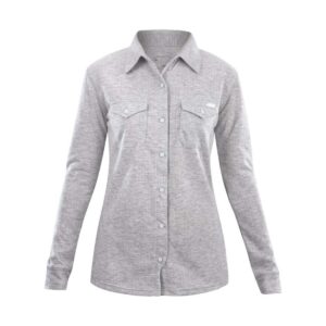 dakine women's paloma button down shirt, heather grey, large