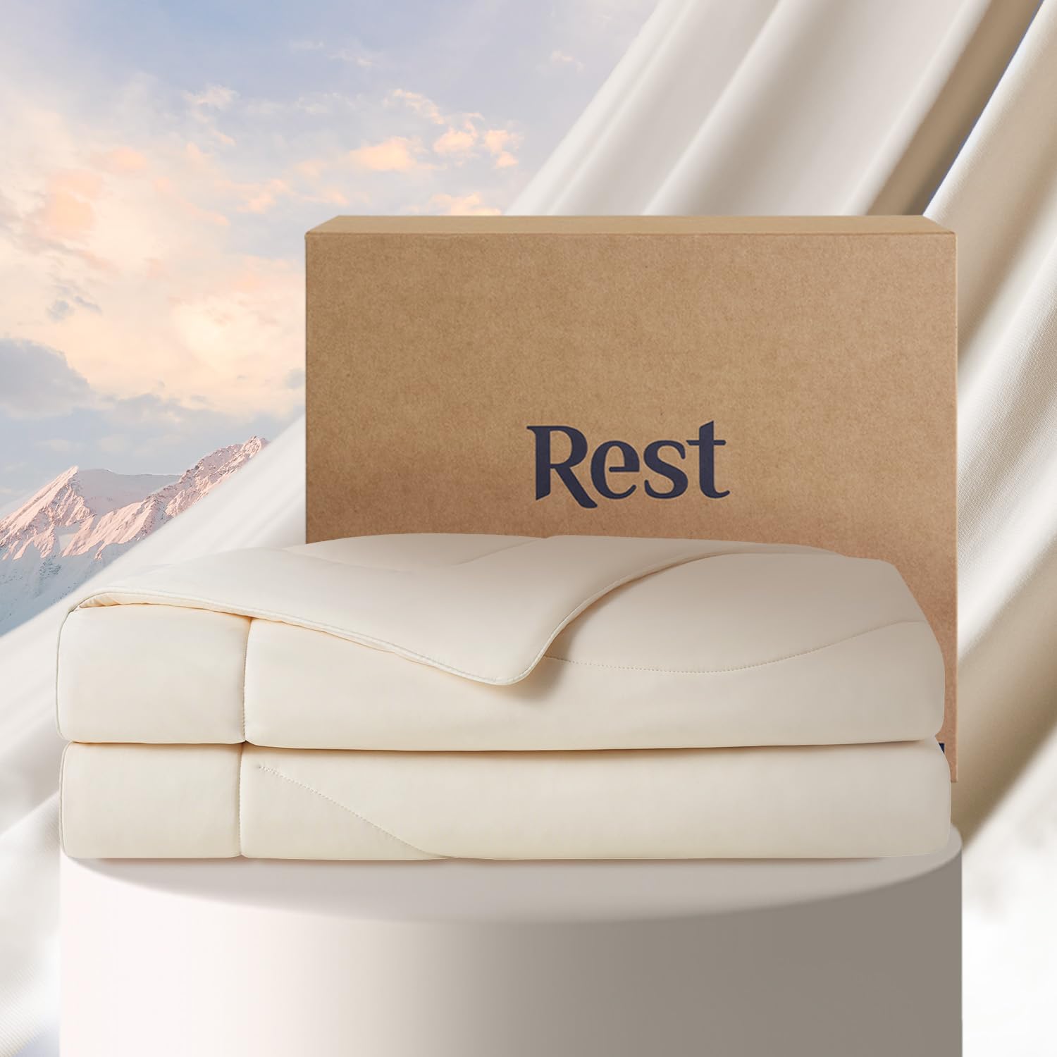 REST® Evercool® Cooling Comforter, Good Housekeeping Award Winner for Hot Sleepers, All-Season Lightweight Blanket to Quickly Cool Down, Snow Ivory - Twin/Twin XL 68" x90”