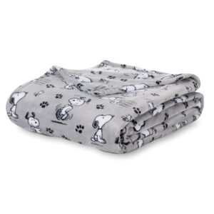 berkshire blanket peanuts® velvetloft® cute character snoopy plush blanket,peanuts poses and paws grey,full/queen 90 in x 90 in (official peanuts® product)