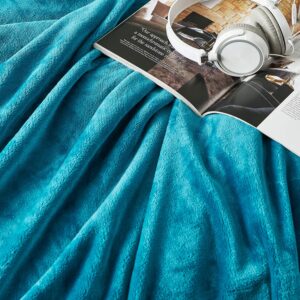 Hansleep Fleece King Size Blanket for Bed Teal, Super Soft Flannel Fuzzy King Size Blanket, Plush Cozy Blanket for All Seasons, Teal, King 90x108 Inches